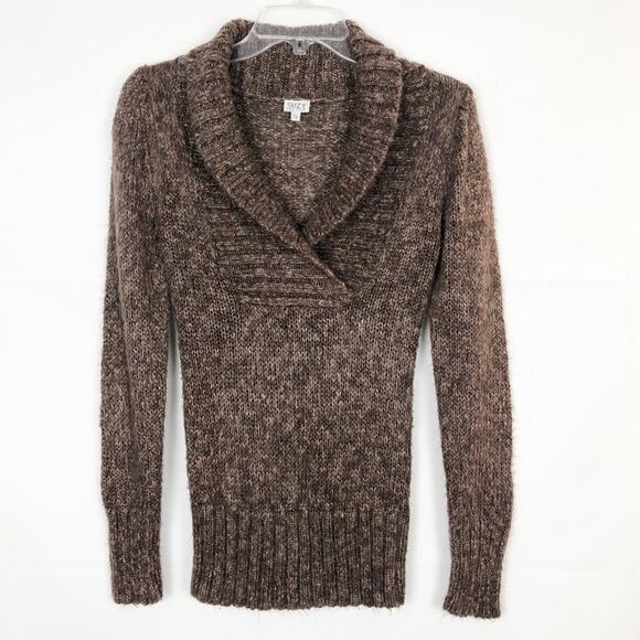 Suzy Shier Brown V-Neck Chunky Sweater Size Small - Picture 1 of 11